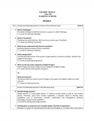 CBSE Class 12 Sample Paper Graphic Design Marking Scheme