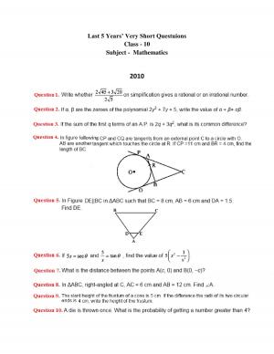 class 10 last 5 yr VSQ