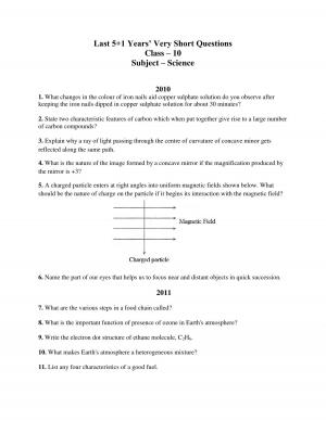 cbse class 10 science last 5+1 years very short questions