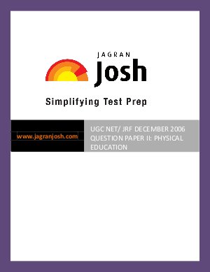 UGC NET JRF Physical Education Question Paper– II December 2006