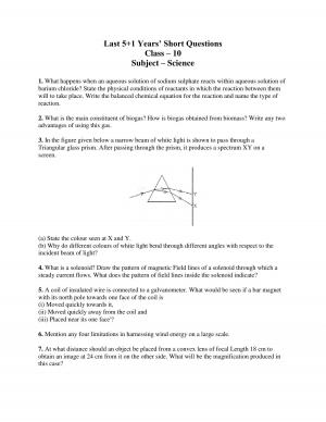 cbse class 10 science last 5+1 years short questions