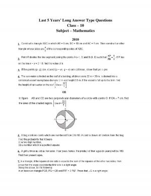 class 10 maths last 5 yrs long answer type questions