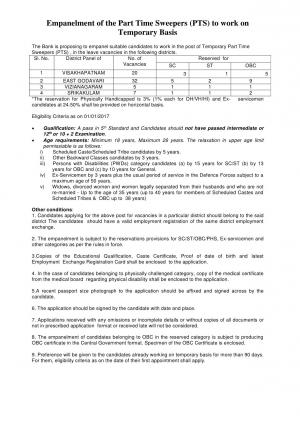 Job Opportunity for 5th pass candidates, Syndicate Bank is hiring for Part Time Sweeper Posts