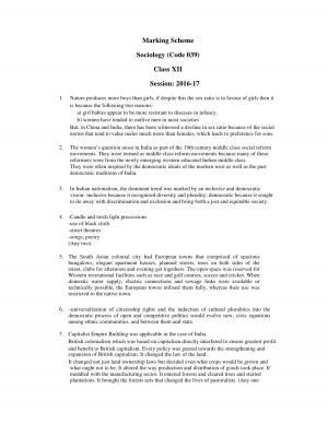 CBSE Sample Paper for Class 12 Sociology Marking Scheme
