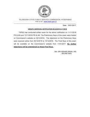 TSPSC Group 2 Service Exam 2016 Answer Key 