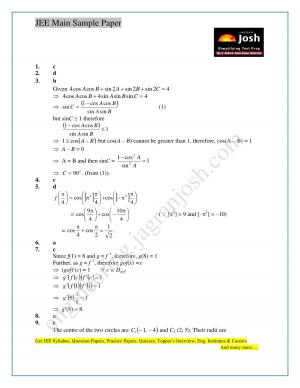 JEE Main Solved Sample Paper Set IX