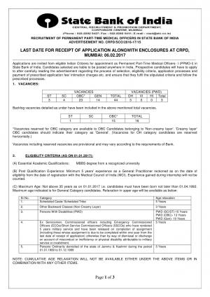 Bank Jobs for MBBS! Join SBI as a Medical Officer, Apply Online against 44 Vacancies at sbi.co.in