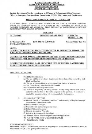 UPSC releases Exam Schedule for Enforcement Officer/ Accounts Officer Post at upsc.gov.in