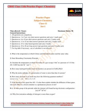 class 11 chemistry practice paper 2017 set-1