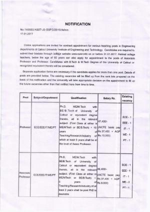 Calicut University Recruitment for 55 Professor & Other Posts, Apply at universityofcalicut.info