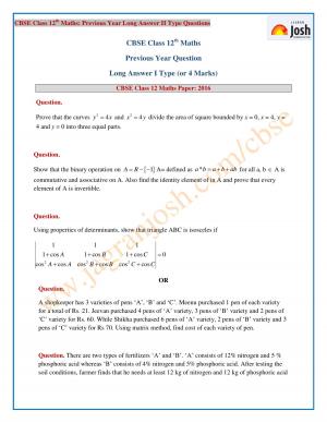 CBSE Class 12 Mathematics Last 5+1 Years’ Long Answer Type II Questions