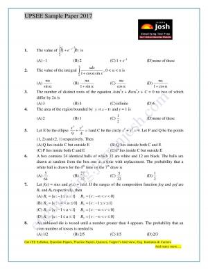 WBJEE 2017 Physics Sample Question Paper