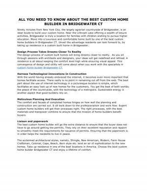ALL YOU NEED TO KNOW ABOUT THE BEST CUSTOM HOME BUILDER IN BRIDGEWATER CT 