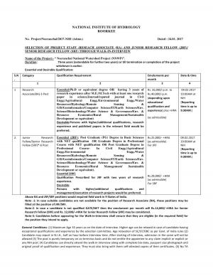 NIH, Roorkee Recruitment 2017 for 9 JRF SRF & RA Posts