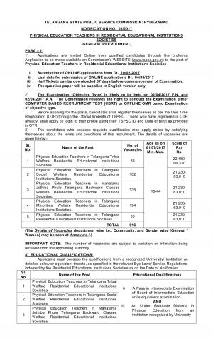 TSPSC Recruitment Physical Education Teacher