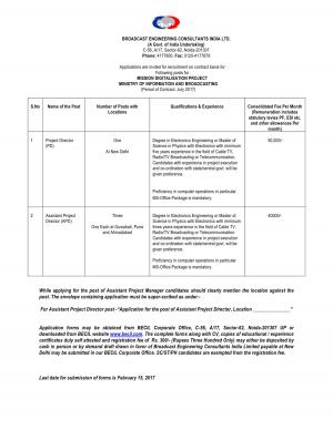 BECIL Recruitment for 04 Project Director & Assistant Project Director Posts