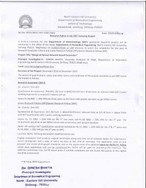 NEHU Recruitment 2017 for 02 JRF & RA Posts, Apply at nehu.ac.in