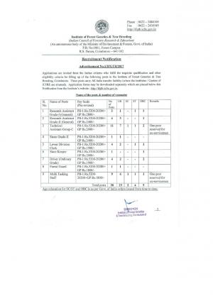 IFGTB Recruitment 2017 for 38 Technical Assistant & Other Posts, Apply at ifgtb.icfre.gov.in