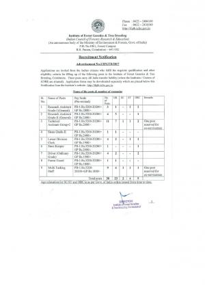 IFGTB Recruitment 2017 for 38 MTS and Other Posts