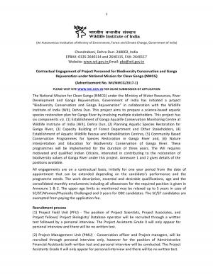 WII, Dehradun Recruitment 2017 for 55 Project Scientist & Other Posts