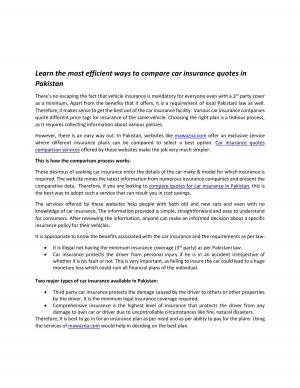 Learn the most efficient ways to compare car insurance quotes in Pakistan