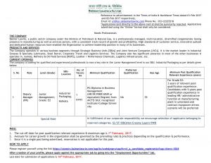 Balmer Lawrie Recruitment 2017 (HR)