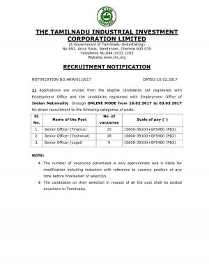 Senior officer Vacancies at TIIC, Apply for 42 Posts in Finance and other Departments  