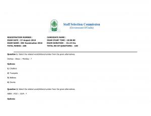 SSC CGL 2016 Tier -I exam held on 27th August English Questions