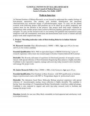 NIMR Recruitment 2017 for 03 Research Associate & Other Posts