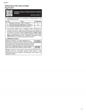 RBI Recruitment 2017 for 19 Manager and Assistant Manager Posts