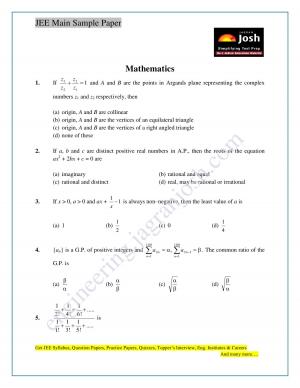 JEE Main Sample Paper Set 11 Mathematics Questions