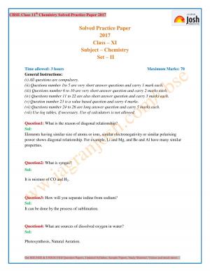 CBSE Class 11 Chemsitry Solved Paper Set 2