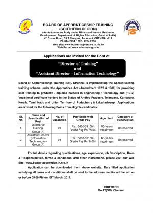 BOATSR Recruitment 2017 for Director & Assistant Director Posts 