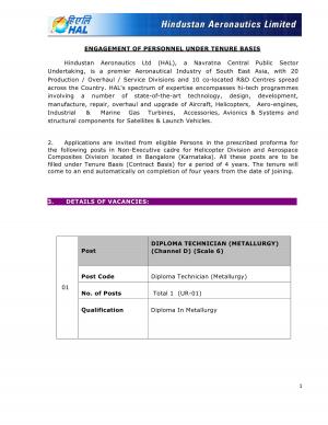 HAL Recruitment 2017 for 17 Technician & Other Posts 