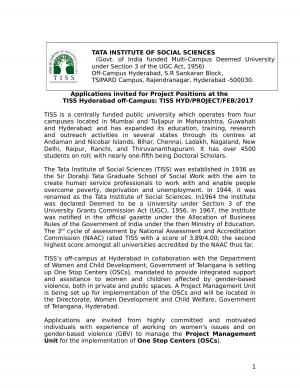 TISS, Hyderabad Recruitment 2017 for 03 Project Positions Posts 