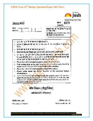 CBSE Class 12th Biology Question Paper 2013 Set-1