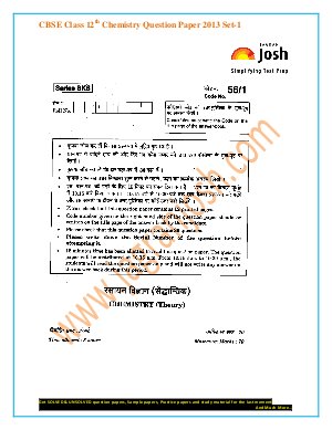 CBSE Class 12th Chemistry Question Paper 2013 Set-1 
