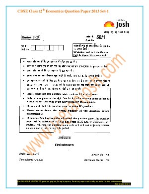 CBSE Class 12th Economics Question Paper 2013 Set-1