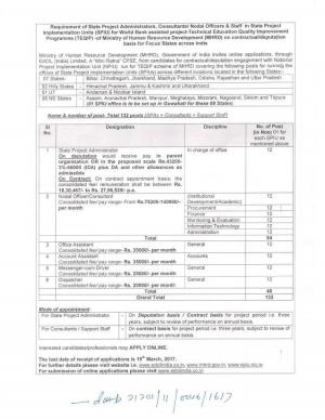 EdCIL (India) Limited, Noida Recruitment for 132 Nodal Officer/ Consultant and other Posts