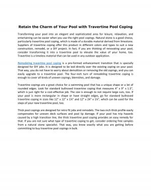 Retain the Charm of Your Pool with Travertine Pool Coping