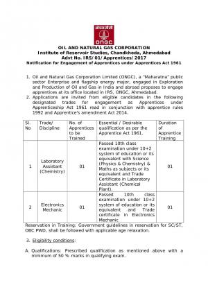 ONGC Issued Notification for 02 Laboratory Assistant (Chemistry) and Electronics Mechanic