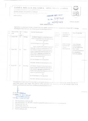 Jamia Millia Islamia to Recruit 03 Guest PGT Posts