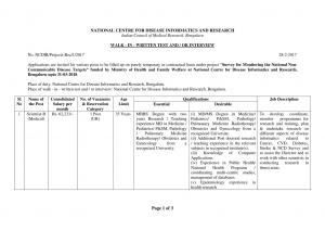 NCDIR is Hiring 04 Scientist, Research Assistant and Other Posts; Interview on 22 March 