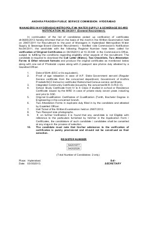 Examresult APPSC Managers Engineering