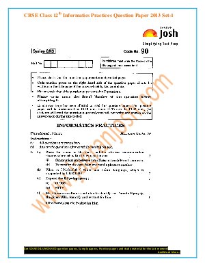 CBSE  Class 12th Informatics Practices Question Paper Set-1