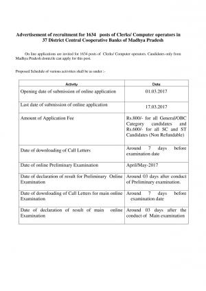 MP State Cooperative Bank is Hiring, Apply for 1634 posts of Clerk