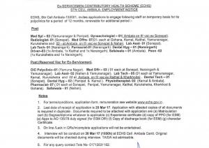 ECHS, Ambala is Hiring for 44 Medical Officers, Pharmacist and Other Posts
