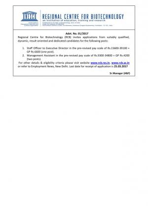 RCB Vacancies, Apply for 3 Management Assistant & Staff Officer Posts