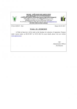 Apprentice Trainee Vacancies, Walk in for 22 Posts at ICAR IISR 