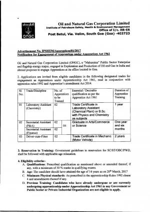 Jobs at ONGC LTD, Apply for 08 Laboratory Assistant, Secretarial Assistant and Other Posts